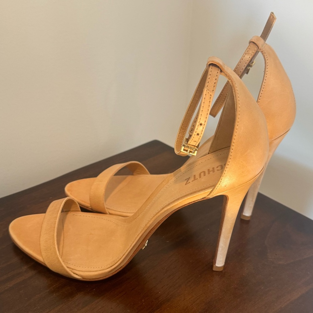 Schutz Cadey-Lee Tan Leather Ankle-Strap Sandals - Picture 9 of 13